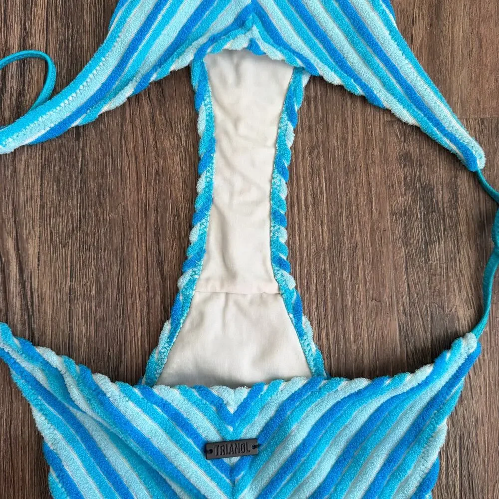 Triangl Swimwear Mala Sour Stripe Terry Towelling Bikini Set Size XL